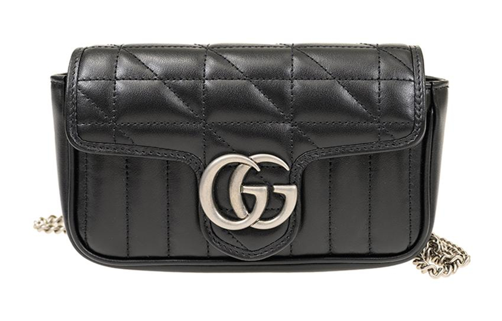 GUCCI GG Marmont Quilted Leather Shoulder Bag, Crossbody Bag Extra Mini Women"s Black