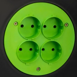 Удлинитель силовой на катушке Intro RP4200 20м без заземления 4 розетки ПВС 2х0.75мм, строительный садовый для газонокосилки и триммера