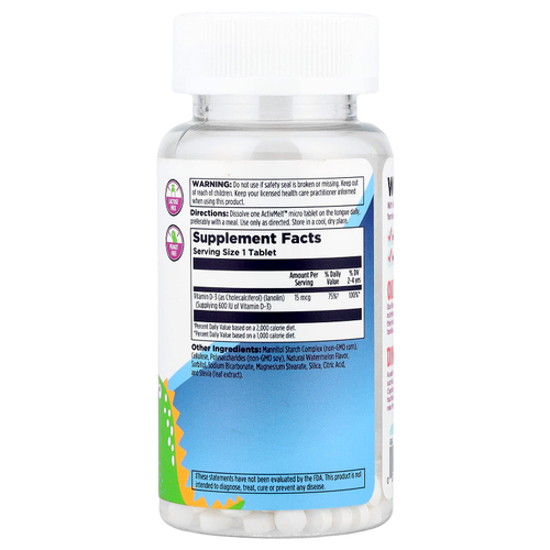 KAL, Dinosaurs®, витамин D-Rex™, арбуз, 15 мкг (600 МЕ), 120 микротаблеток