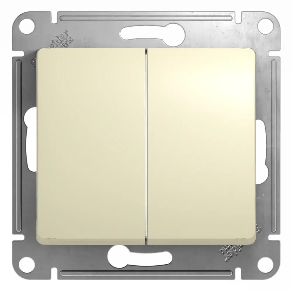 GLOSSA 2-клавишный ПЕРЕКЛЮЧАТЕЛЬ, сх.6+6, 10АХ, механизм, БЕЖЕВЫЙ