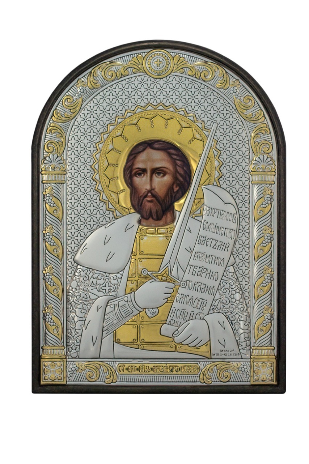 Александр Невский, икона арочная, пластик 96х138