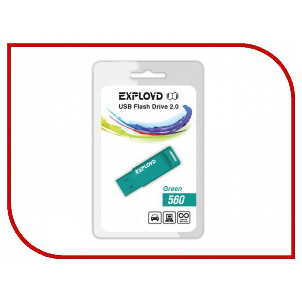 USB Флешка 4GB Exployd 560, USB 2.0, зеленая