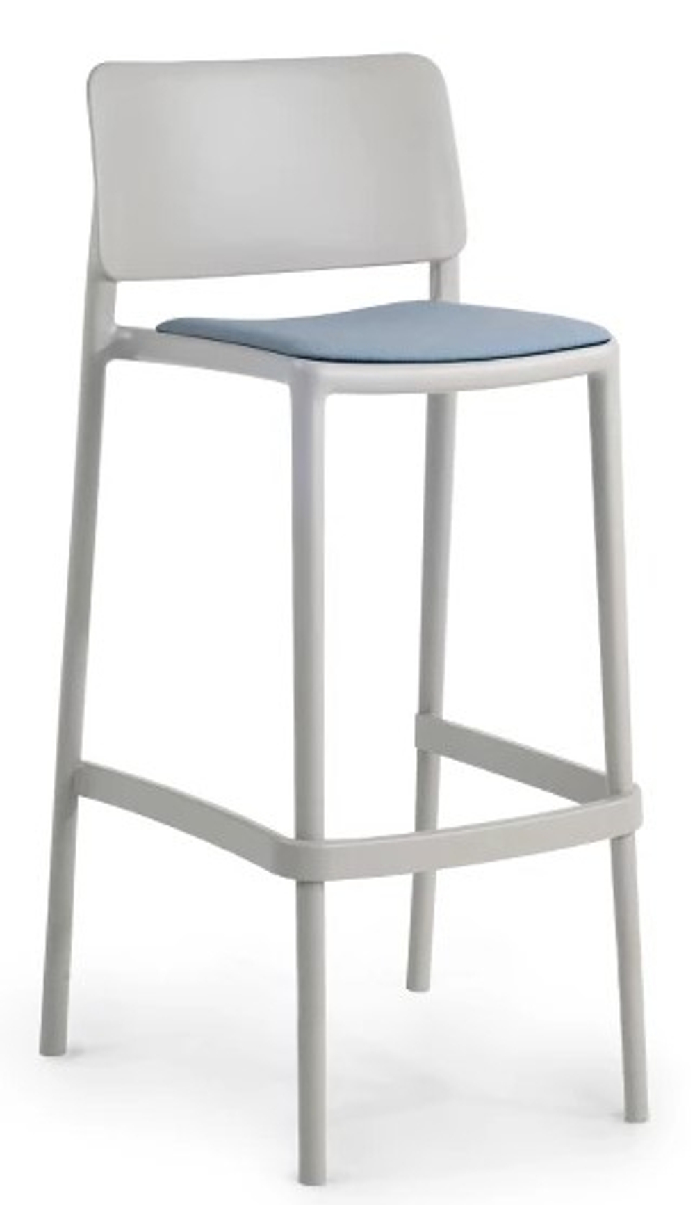 Стул барный пластиковый с обивкой Papatya Joy-S Bar Soft 75, светло-серый
