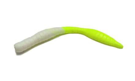 Мягкая приманка TroutMania Fat Worm 3,0", 7,62см, 1,8гр, цв.211 White&Lemon (Cheese), уп.6шт