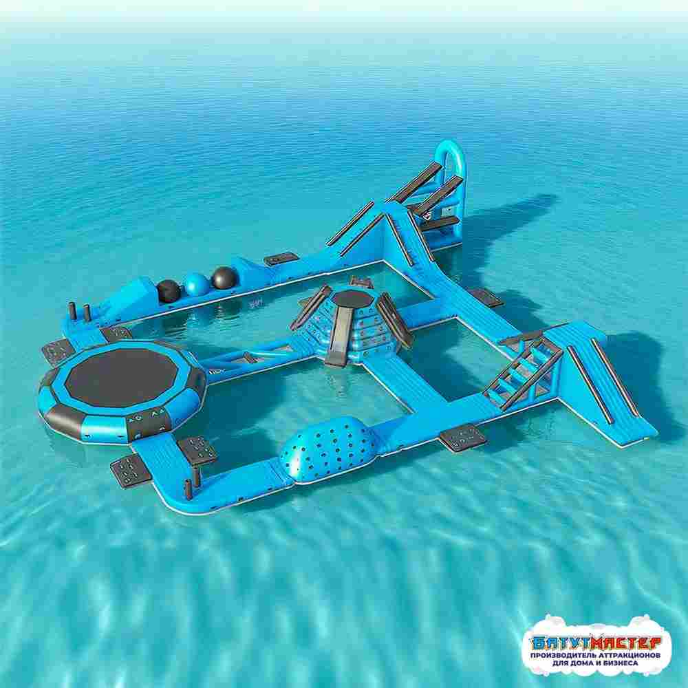 Коммерческий надувной аквапарк для бизнеса «Синий шторм» 33×30×5 м