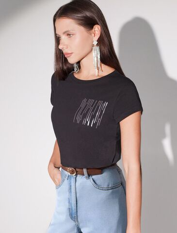 Нарядная футболка с принтом пайетками  D49.135 (131510)