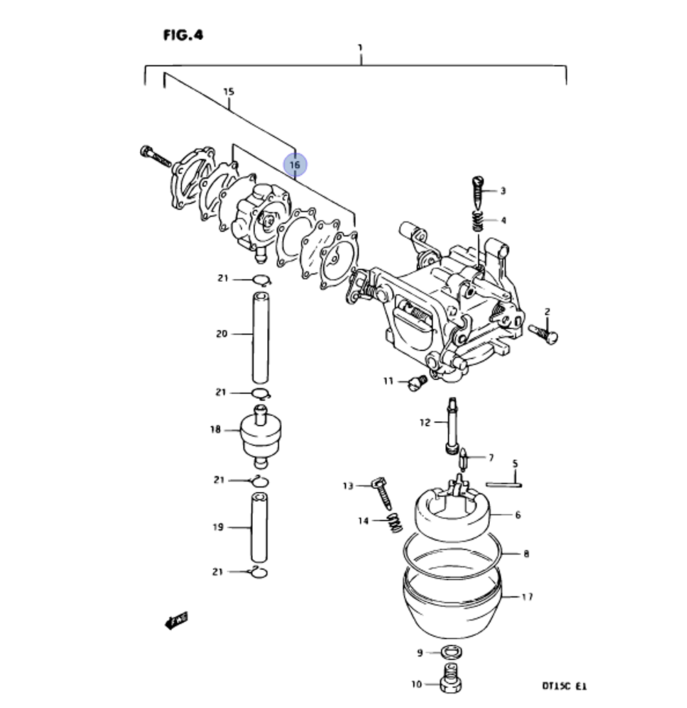 Рем.к-т топливного насоса Suzuki DT8/9.9/15лс (15170-93911-000)