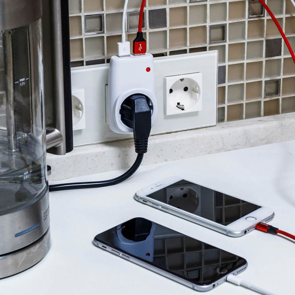 Адаптер питания 220В, 2 USB-разъема RX-17 REXANT