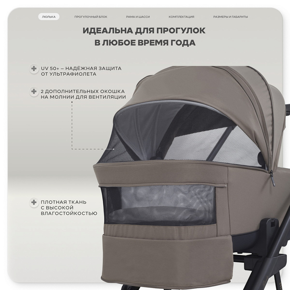 Детская коляска Rant Garda 4 в 1 с автокреслом Miro Black и базой Mocca