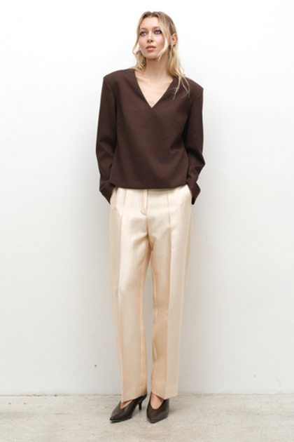 Брюки прямые укороченные сияющие