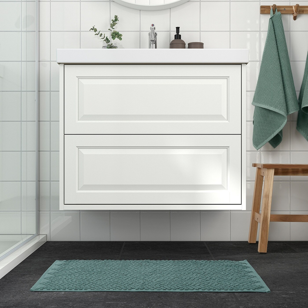IKEA FJÄLLKATTFOT  (ИКЕА ФЙÄЛЛКАТТФОТ)  -  Коврик для ванной комнаты, бирюзовый, 50x80 см