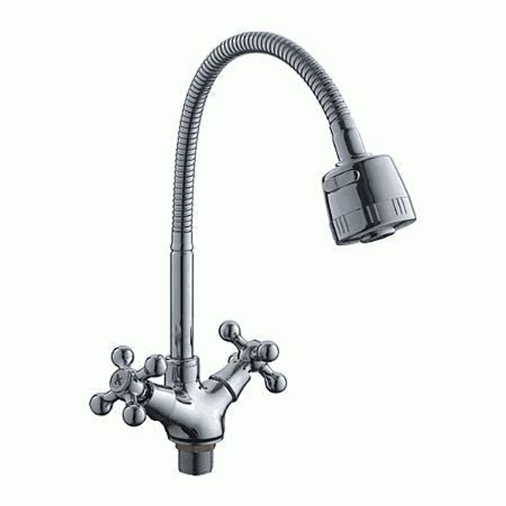 смеситель кухня LEDEME крест керамика с гайкой цинк L4319-3