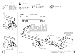 Оцинкованный фаркоп на Renault Scenic 2016-2022, Renault Grand Scenic 2016-2022 (без электрики), Galia R099A
