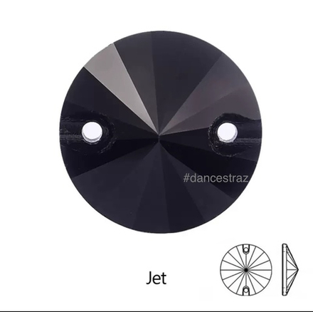 Стразы пришивные, Rivoli, Black Jet, 280, 12mm, (28 ea/pkg), 5A+, (F2)