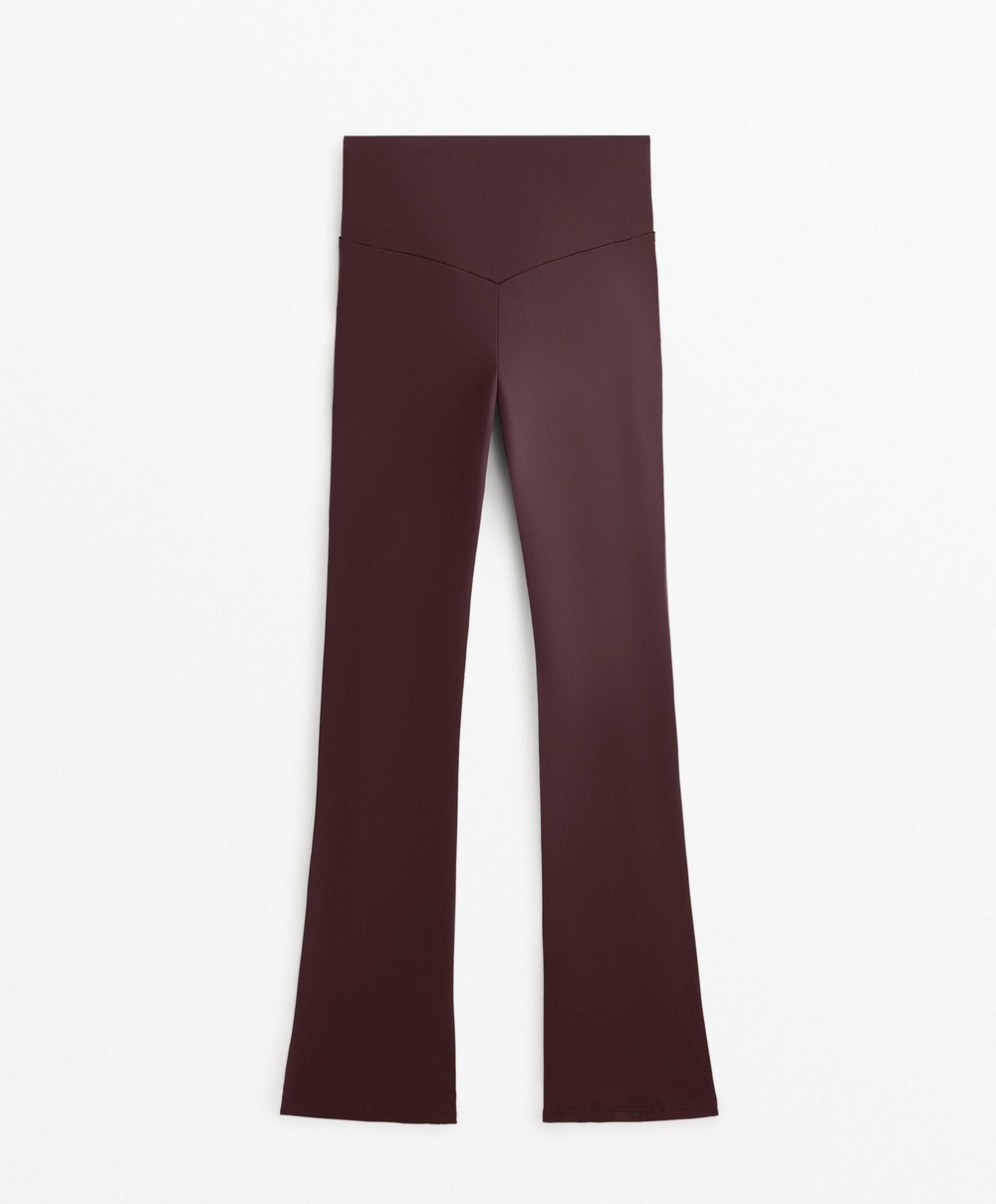 OYSHO Расклешенные брюки Comfortlux с высокой посадкой и карманами, шоколадный