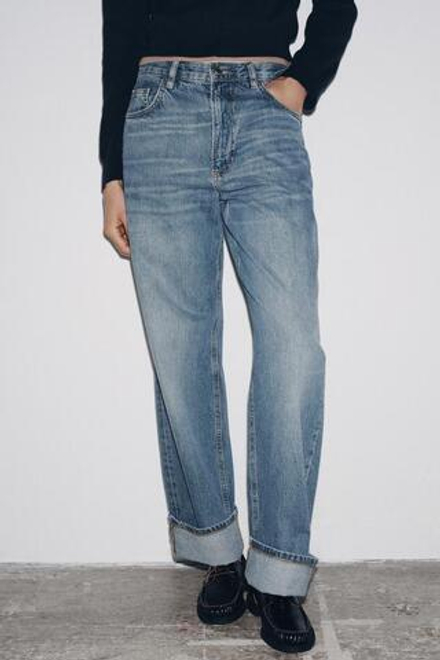 ZARA ДЖИНСЫ BAGGY СО СРЕДНЕЙ ПОСАДКОЙ — ZW COLLECTION, СИНИЙ