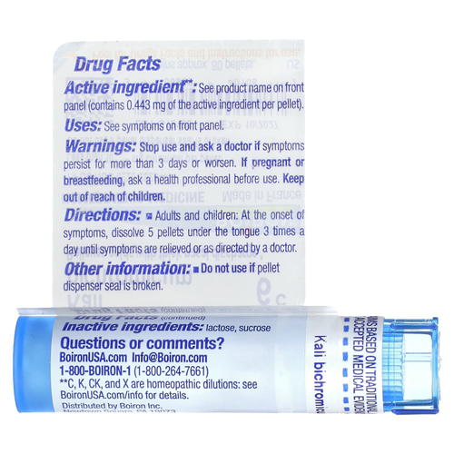 Boiron, Kali Bichromicum, 6C, средство от холода, примерно 80 гранул