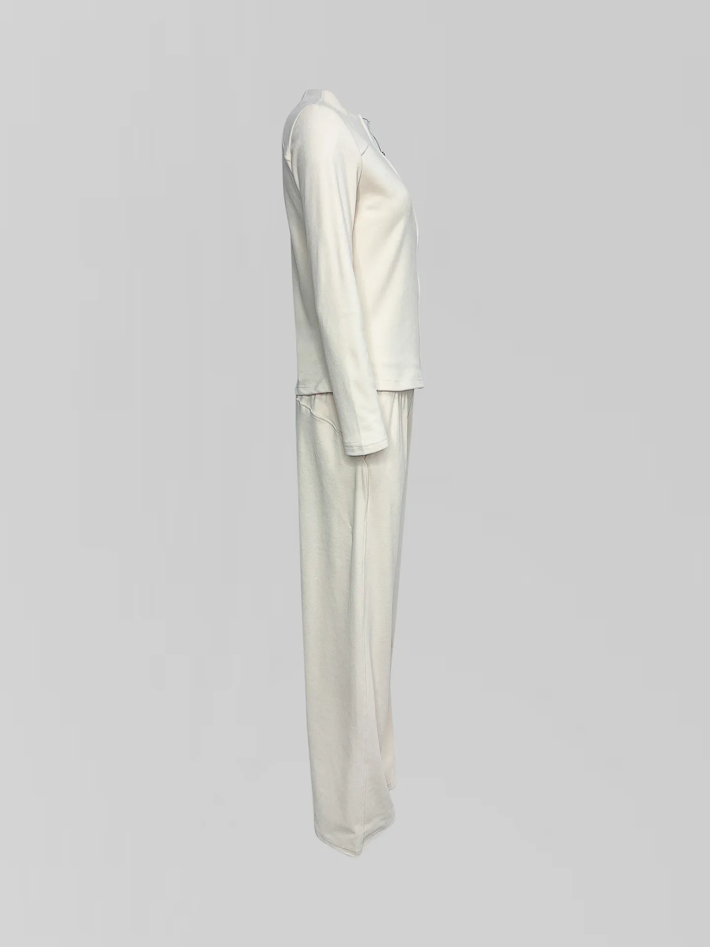 Костюм LJHY 25027 однотонный из лонгслива на молнии и широких штанов