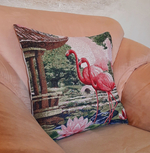 Декоративный гобеленовый чехол для интерьерной подушки Розовый фламинго 47*47