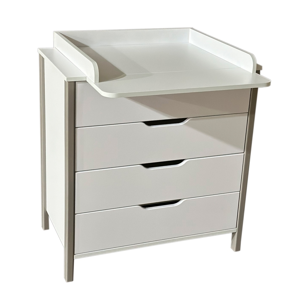 Комод SOLNYSHKO 12 (4 ящика, 80см, белый/серый)