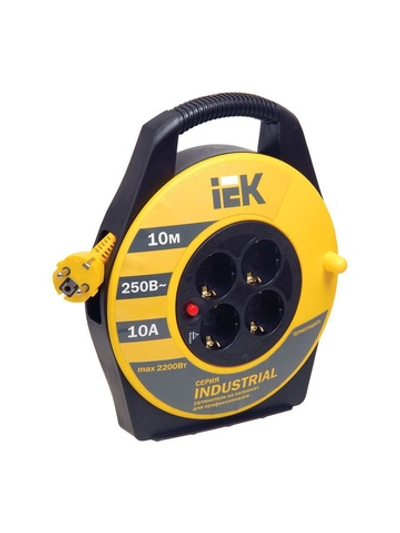 Удлинитель на катушке 4х10м с заземл. 10А IP20 Industrial УК10 3х1 термозащита IEK WKP14-10-04-10