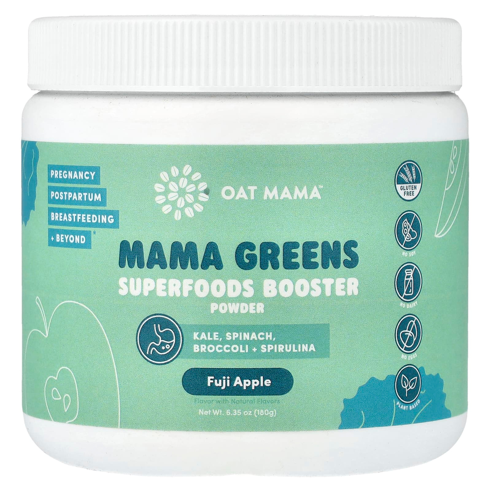 Oat Mama, Mama Greens, Superfoods Booster, порошок для поддержки суперфудов, со вкусом яблока Фуджи, 180 г (6,35 унции)