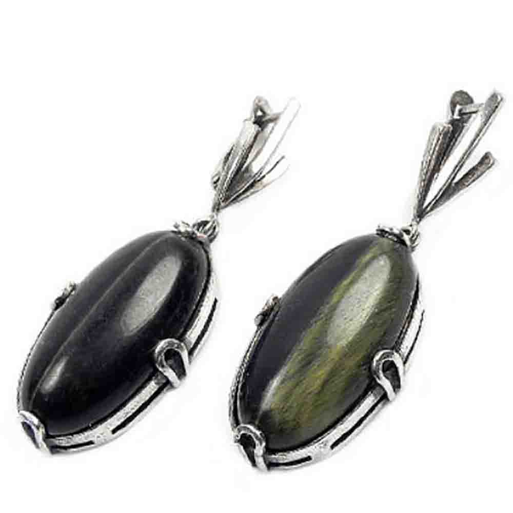 Серьги "Роксет" соколиный глаз