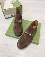 Женские ботинки Gucci коричневые с золотым элементом