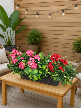 Цветущие искусственные растения в ящиках / вставках