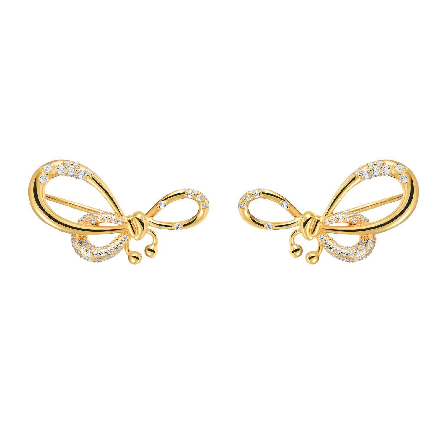 Каффы Crystal Pierced Bow Earrings - Gold