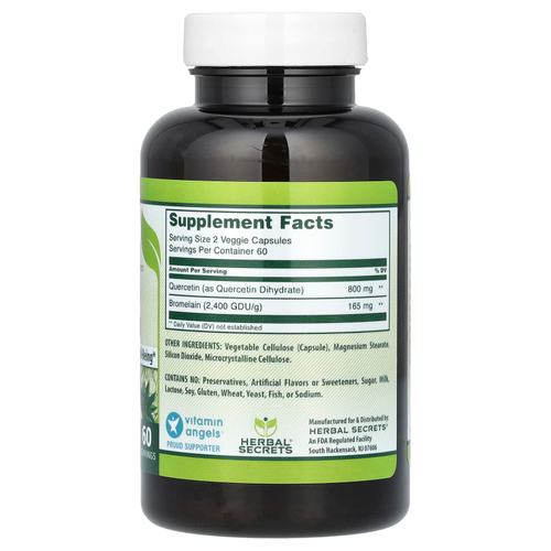 Herbal Secrets, Кверцетин бромелаин, 120 растительных капсул