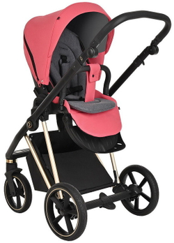 Детская коляска Roan Sol Luxury 3 в 1 с автокреслом Tutis Elo Black RSL/4040 Viva Magenta/Gold