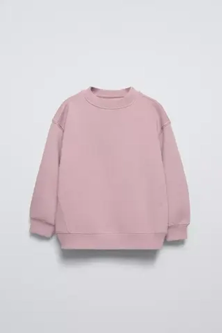 ZARA БАЗОВАЯ ТОЛСТОВКА ИЗ МЯГКОЙ ТКАНИ, РОЗОВЫЙ