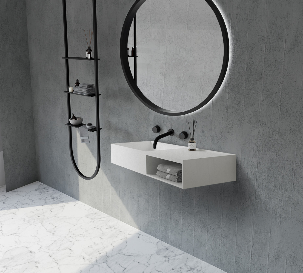 Тумба с раковиной ABBER Stein AS2649-1.2 подвесная, белая матовая