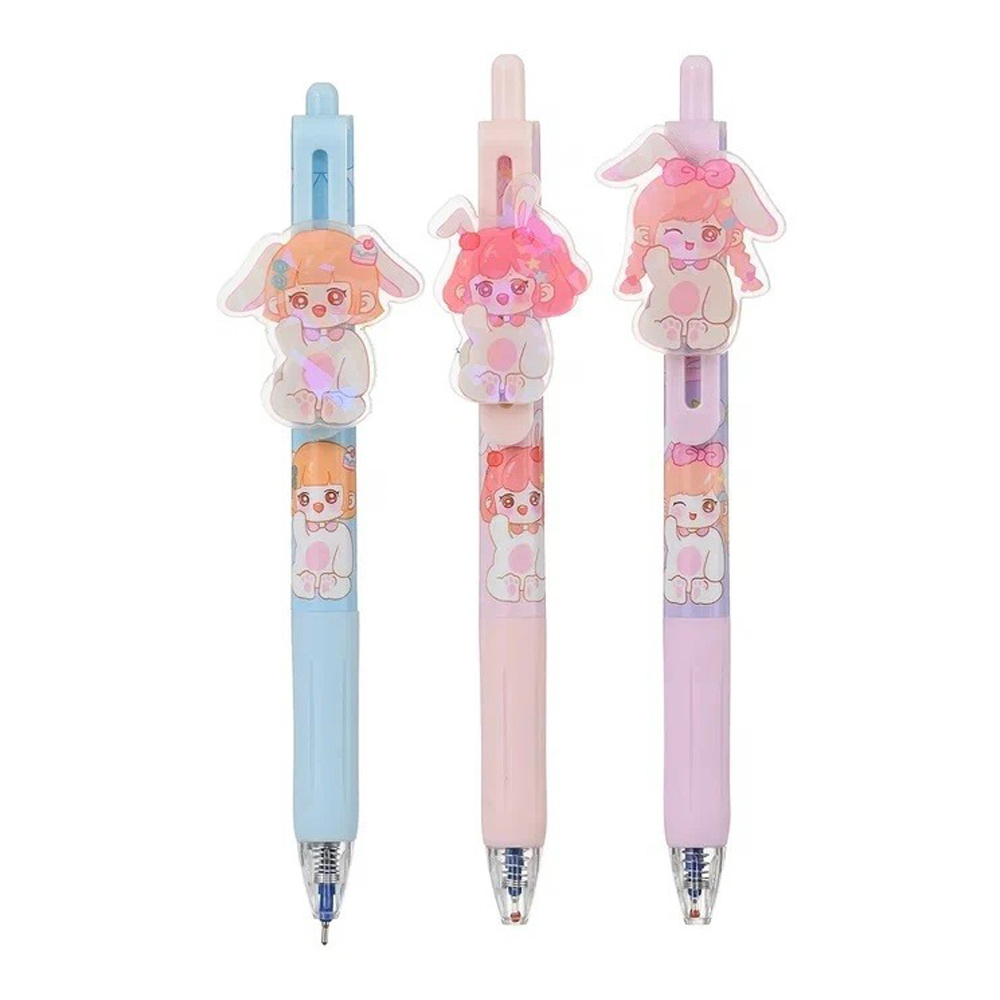 Ручка шариковая, автоматическая, Jiandan, синие чернила, с насадкой, серия "КУКЛА", 36 шт