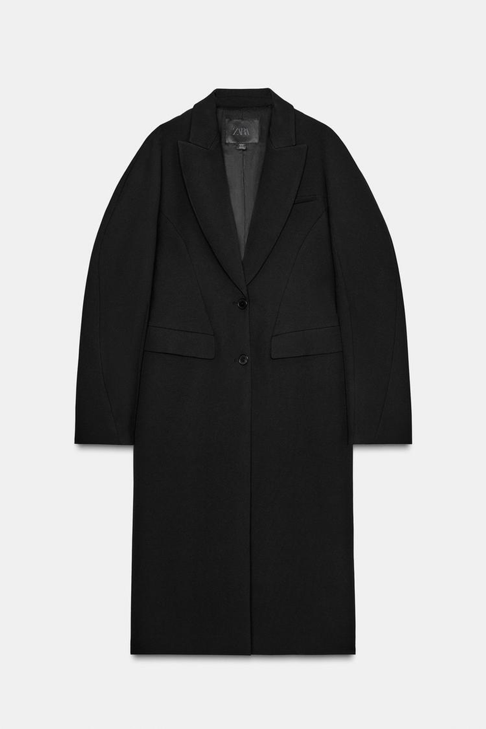 ZARA ПРИТАЛЕННОЕ ПАЛЬТО — ZW COLLECTION, ЧЕРНЫЙ