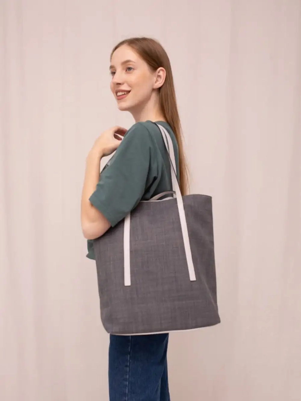 сумка большая через плечо шоппер тканевый