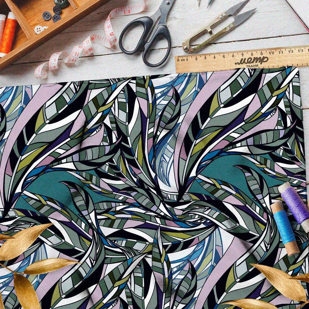 Ткань футер 2-х нитка «серый папоротник» пабло пикассо