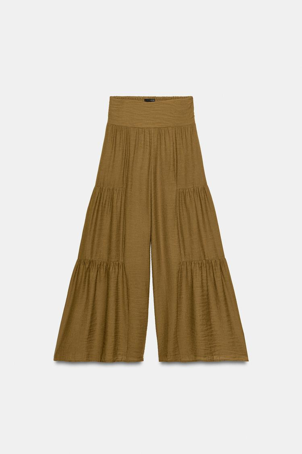 ZARA ОБЪЕМНЫЕ БРЮКИ СО ШВАМИ, ОЛИВКОВЫЙ