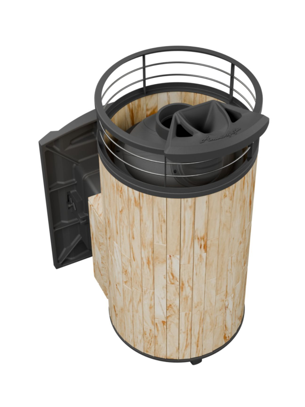 Печь банная «Атмосфера XL» Окаменевшее дерево ламель+сетка с тоннелем