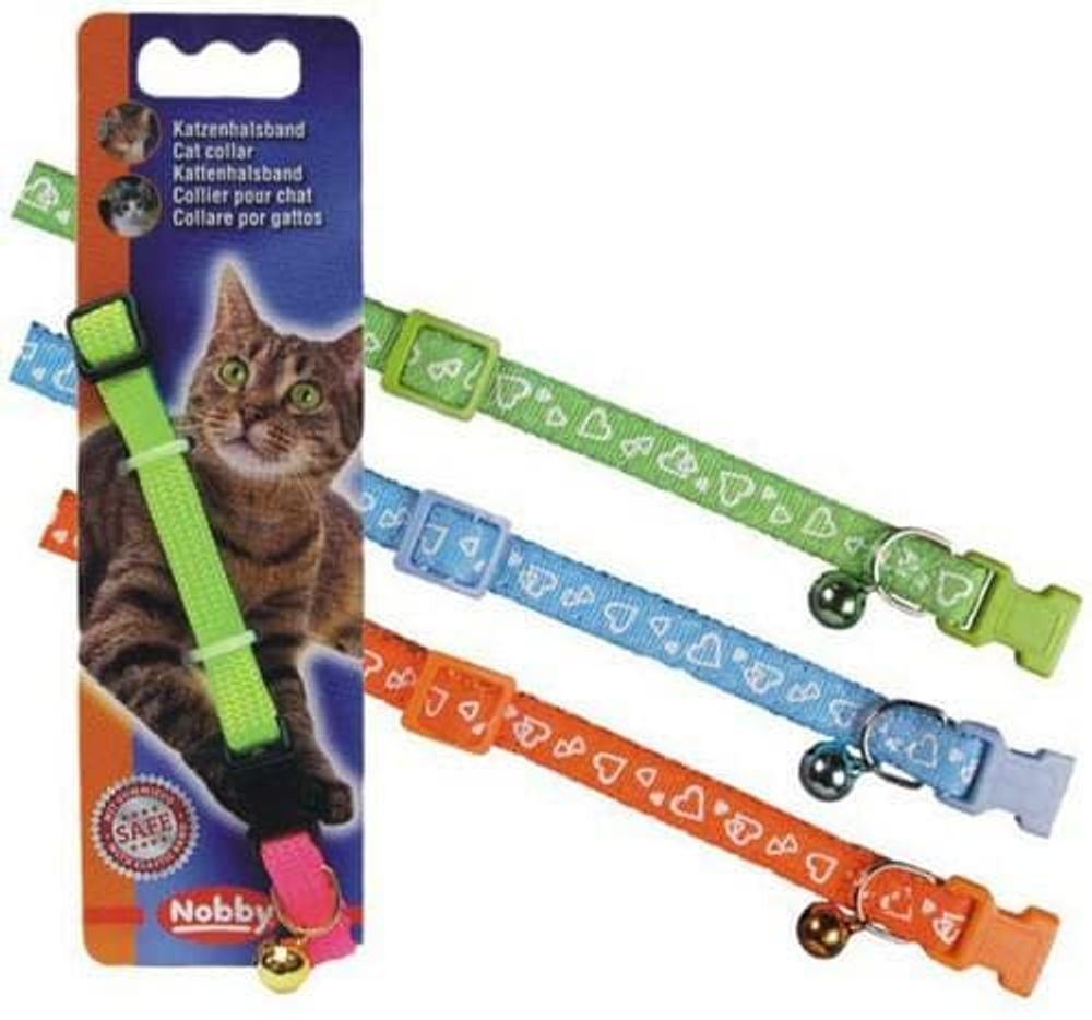 Ошейник д/кошек СЕРДЕЧКИ зеленый