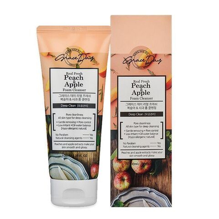 Пенка для умывания "Персик и Яблоко", 100мл KR/ GRACEDAY REAL FRESH PEACH & APPLE FOAM CLEANSING/