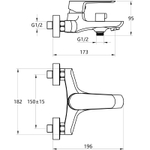 Смеситель ванна MELODIA Samba картридж д.35мм короткий излив c акс. MDV30840