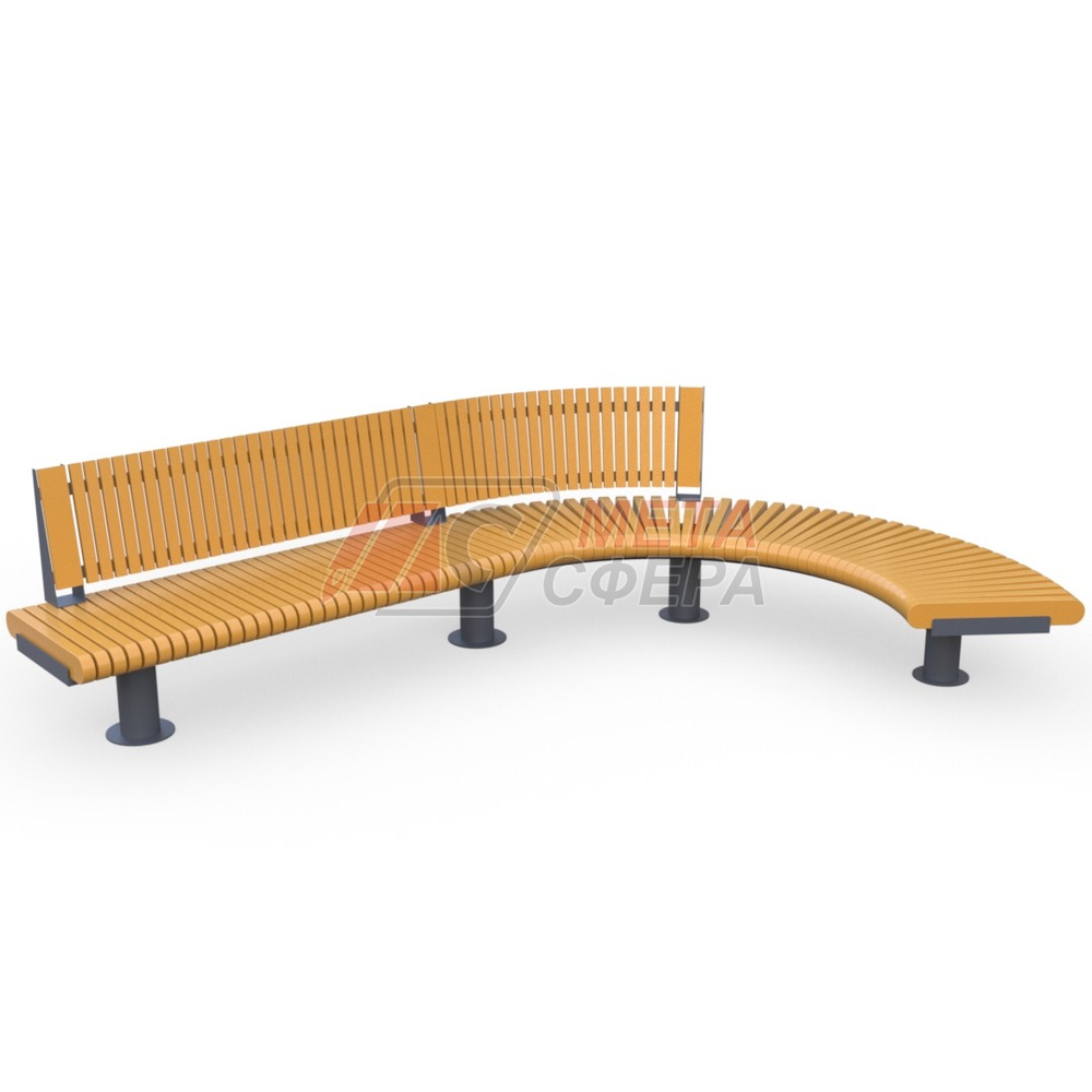 Скамейка Rail Road 01 Long с поворотом