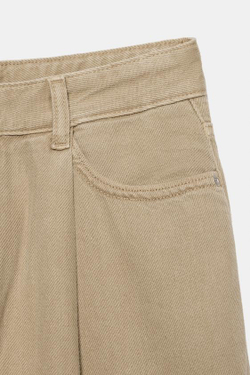 ZARA ДЖИНСЫ Z1975 WIDE LEG С ВЫСОКОЙ ПОСАДКОЙ И ЗАЩИПАМИ, ПЕСОЧНЫЙ