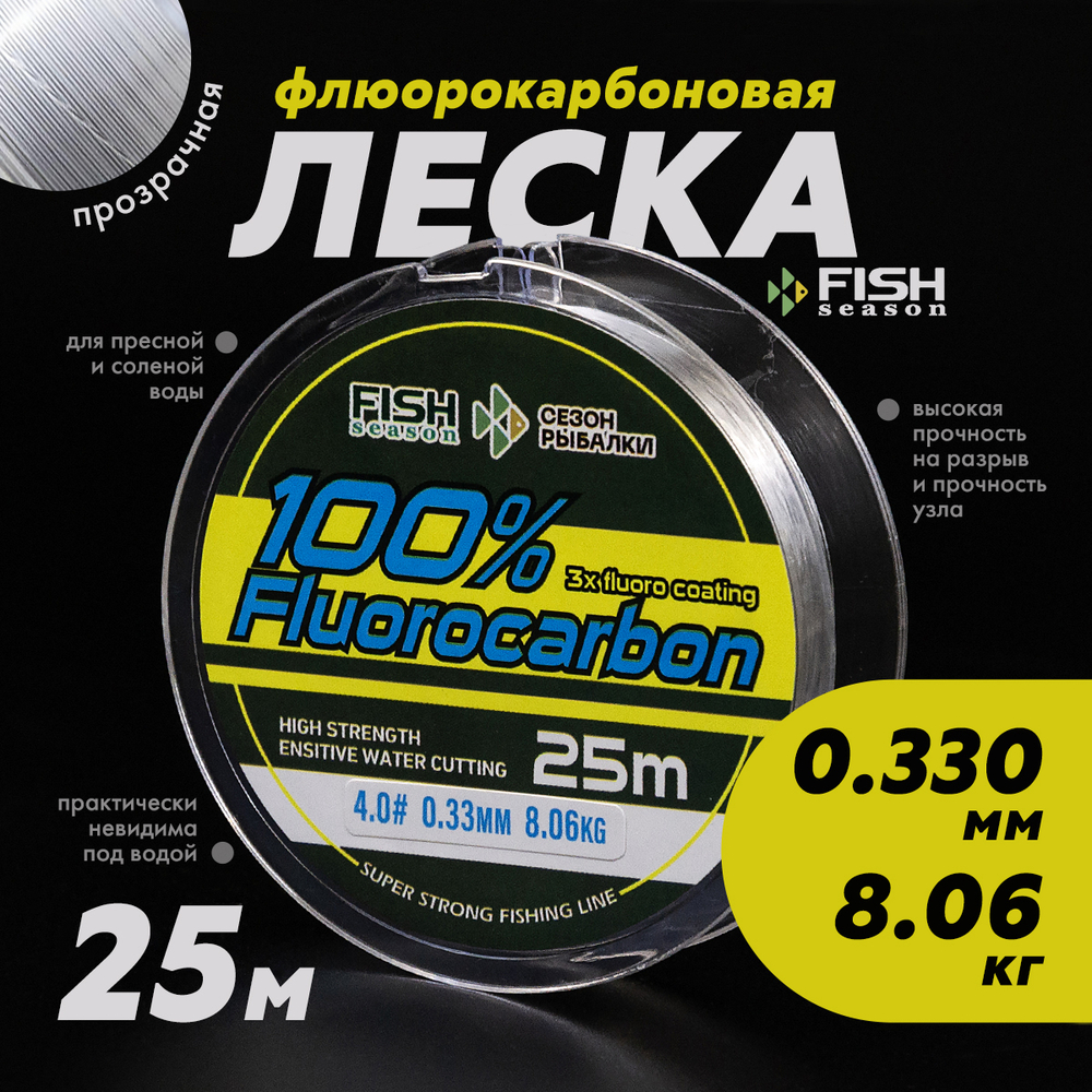 Леска Fish Season 100% Fluorocarbon 25м (прозрачная)
