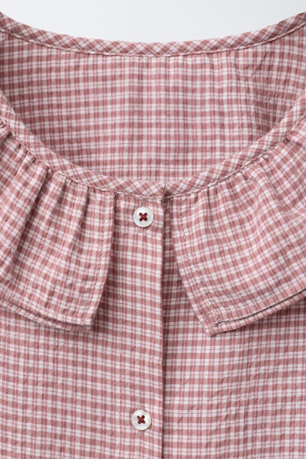 ZARA Х BENSIMON ® РУБАШКА С ДЛИННЫМИ РУКАМИ В КЛЕТКУ, КЛУБНИЧНЫЙ