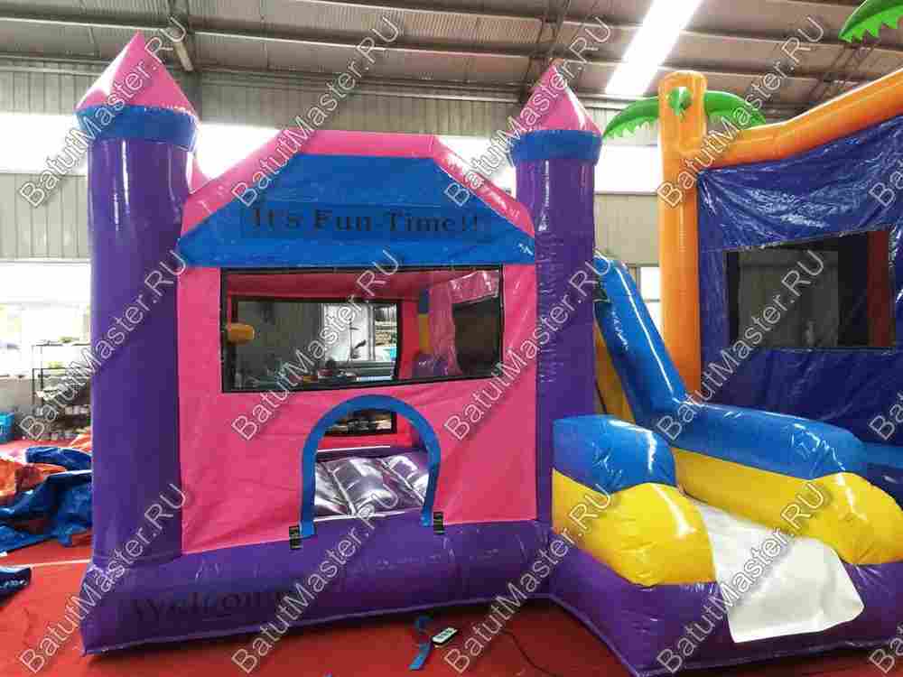 Коммерческий батут "Башня розовой феи", 4*3*4 м