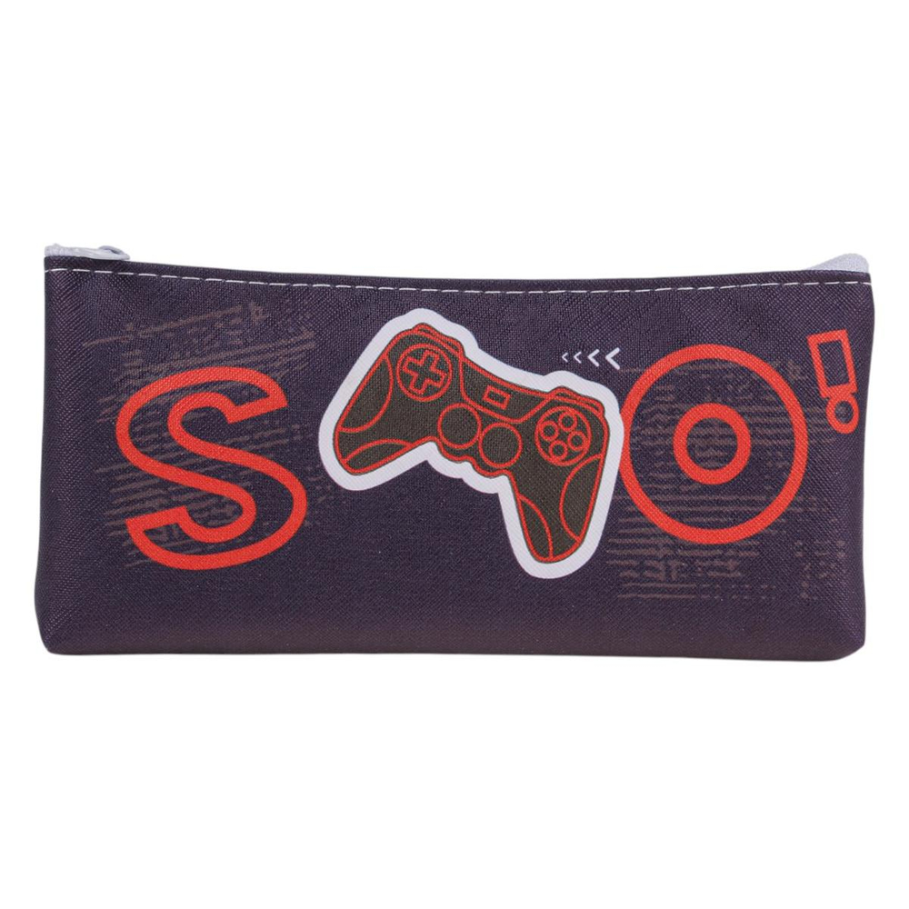 Пенал-косметичка "Джойстик" серый с зеленым