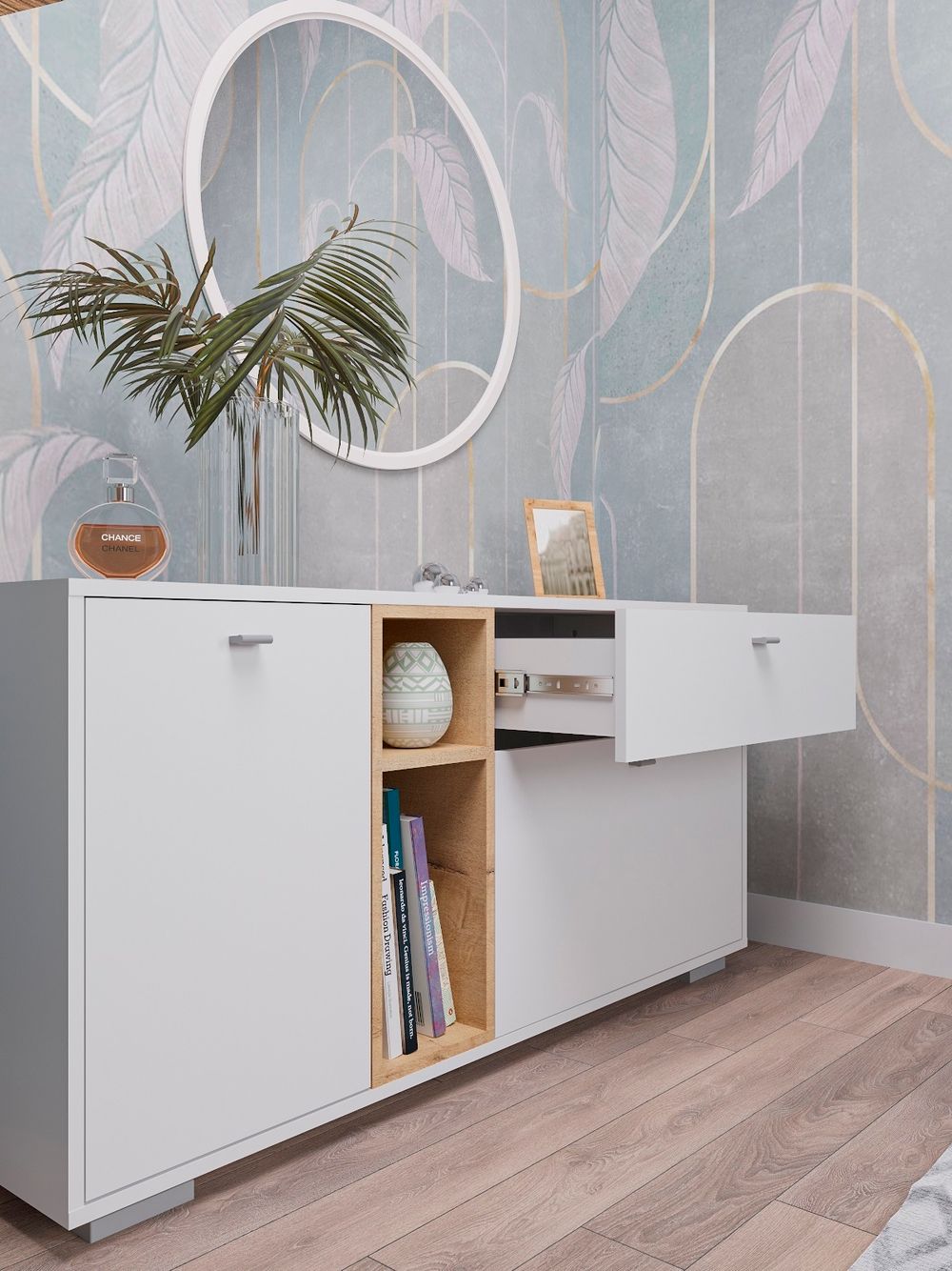 Комод "Ланс" К101 (дуб бунратти/белый), ДСВ Мебель